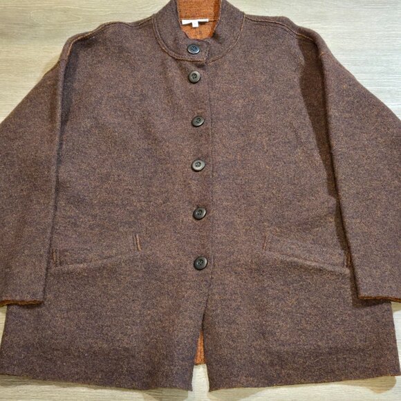 Bryn Walker 100% Wool Coat Women's Size Large Brown Jacket Pockets RARE EUC - Picture 4 of 5